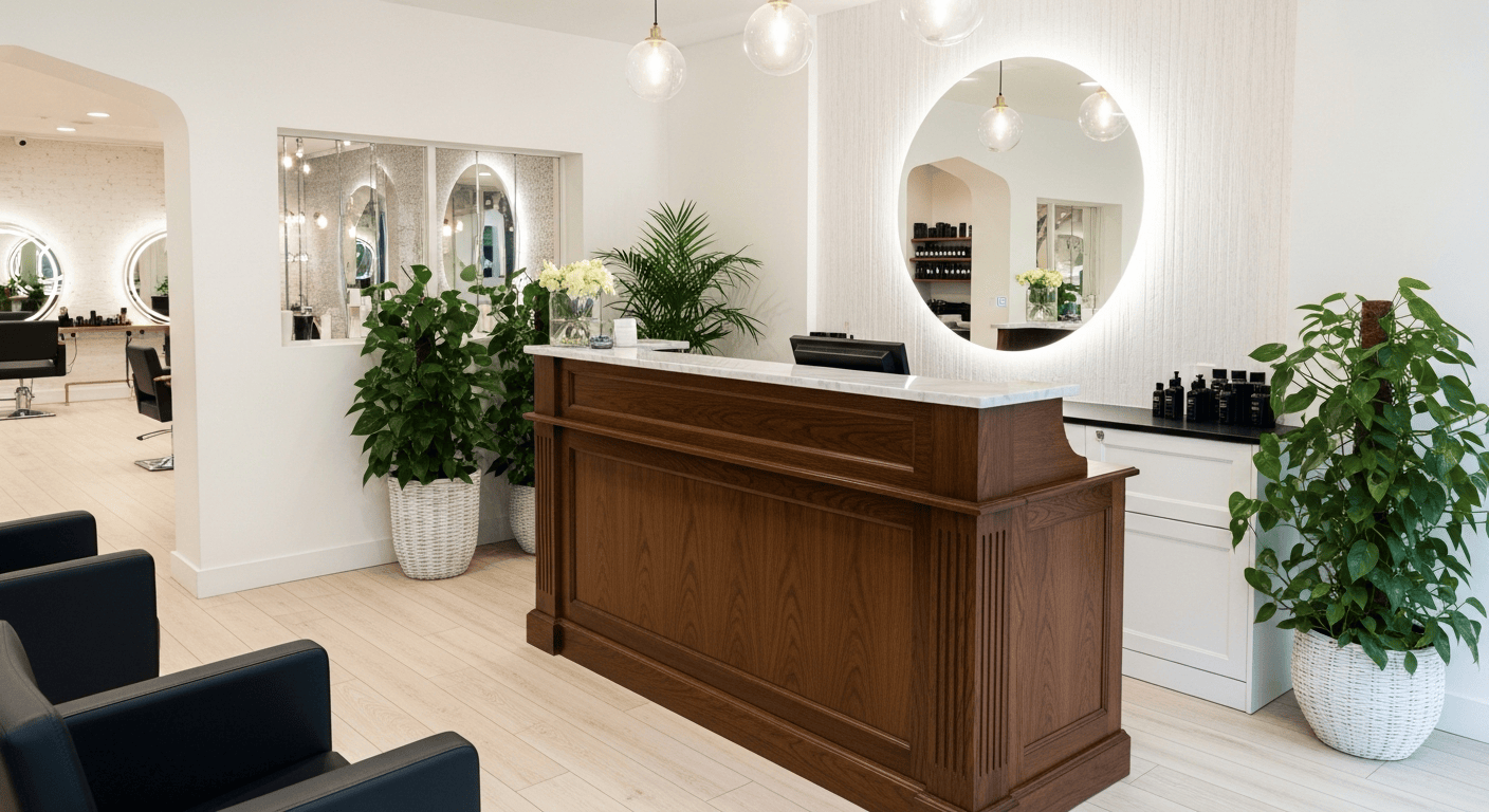 banque d'accueil salon de coiffure