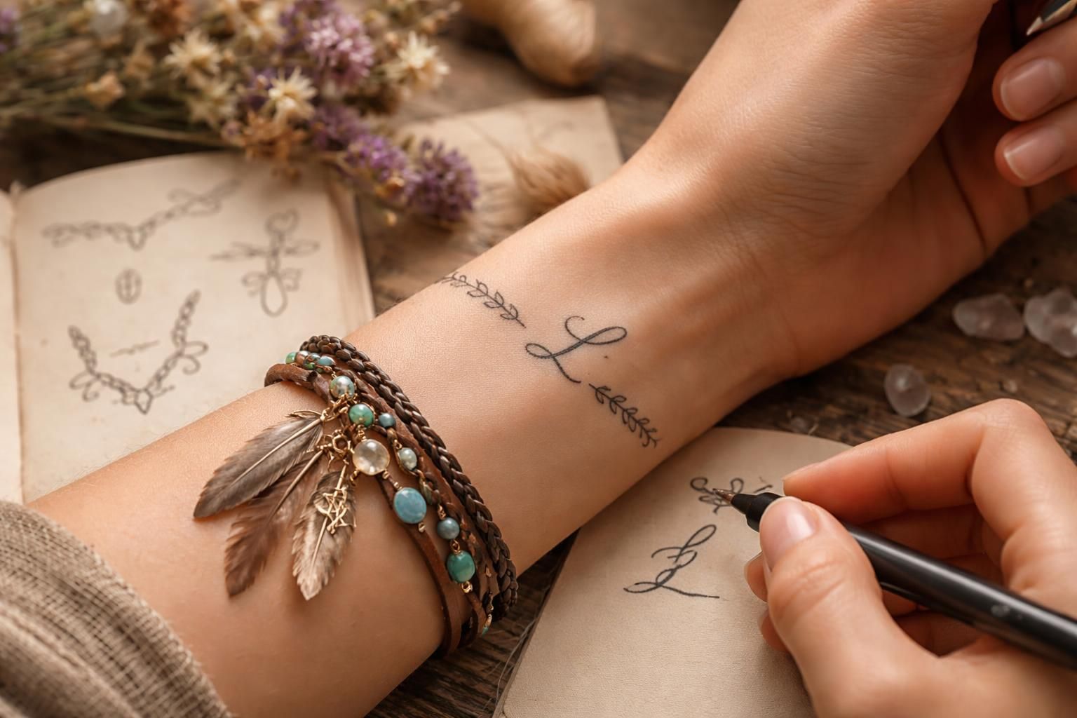 découvrez l'histoire fascinante du bijou bohème chic et du tatouage bracelet avec initiale, ainsi que leur évolution à travers le temps, alliant élégance et expression personnelle.