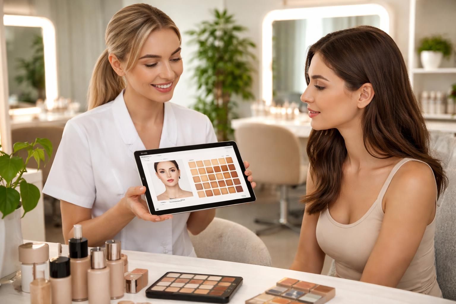 découvrez comment trouver la teinte de maquillage parfaite en institut grâce à une tablette samsung, pour un rendu impeccable et personnalisé.