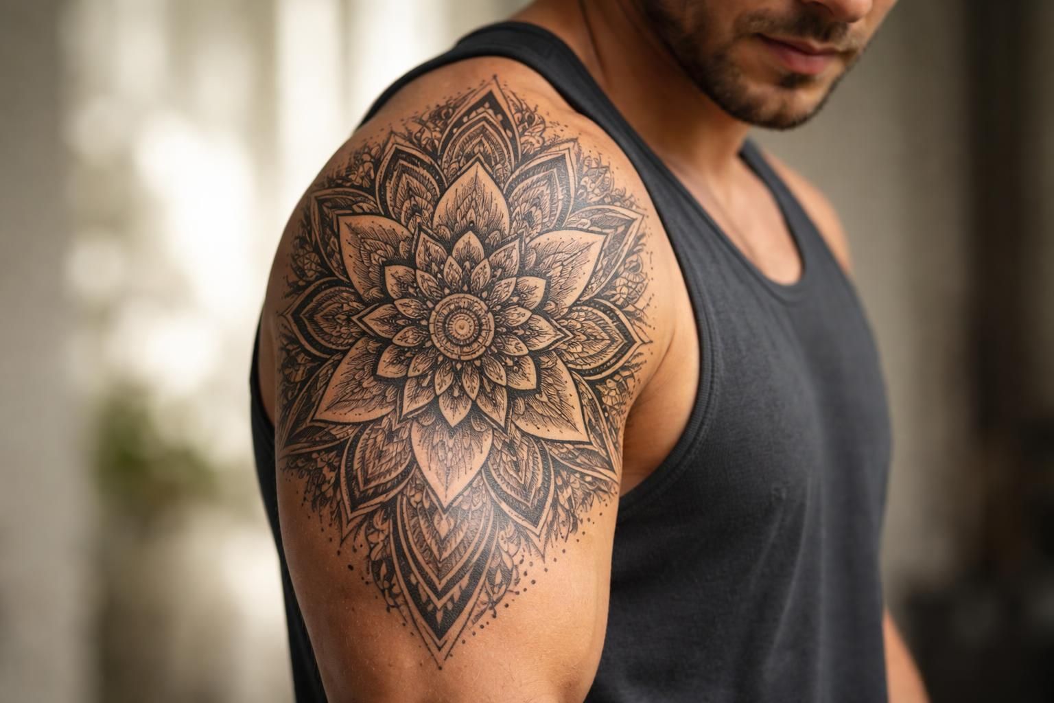 découvrez le tatouage de mandala pour homme, un symbole puissant de spiritualité et de force, alliant esthétique et signification profonde.
