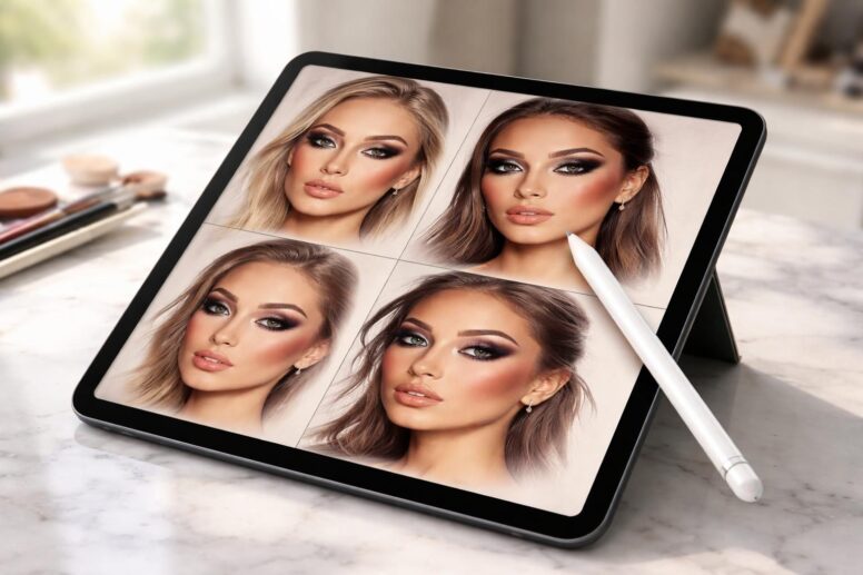 découvrez des face charts maquillage réalisés avec précision sur ipad grâce à l'apple pencil, alliant créativité et technologie pour des créations uniques.