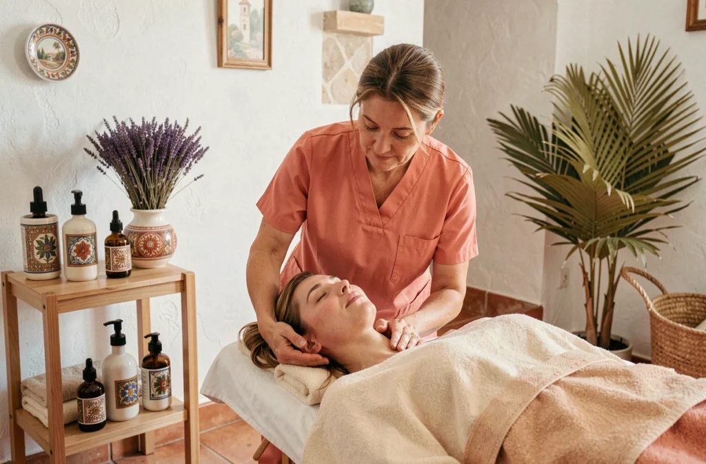 Thérapeute réalisant un massage bien-être visage sur une cliente détendue à L'Institut by Carole à Perpignan